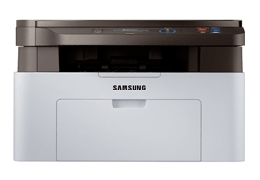 Samsung Xpress M2070 printer, front view, gray / black
