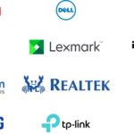 Collage logos brands Canon, Dell, Epson, HP, Lexmark, Pantum, Qualcomm, Realtek, Ricoh,. Samsung, TP-Link, Xerox